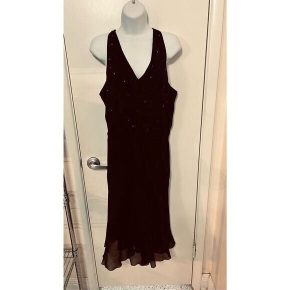 Ann Taylor Beautiful Black Silk Multicolor Rhinestone Dress Size 10 - Picture 1 of 12